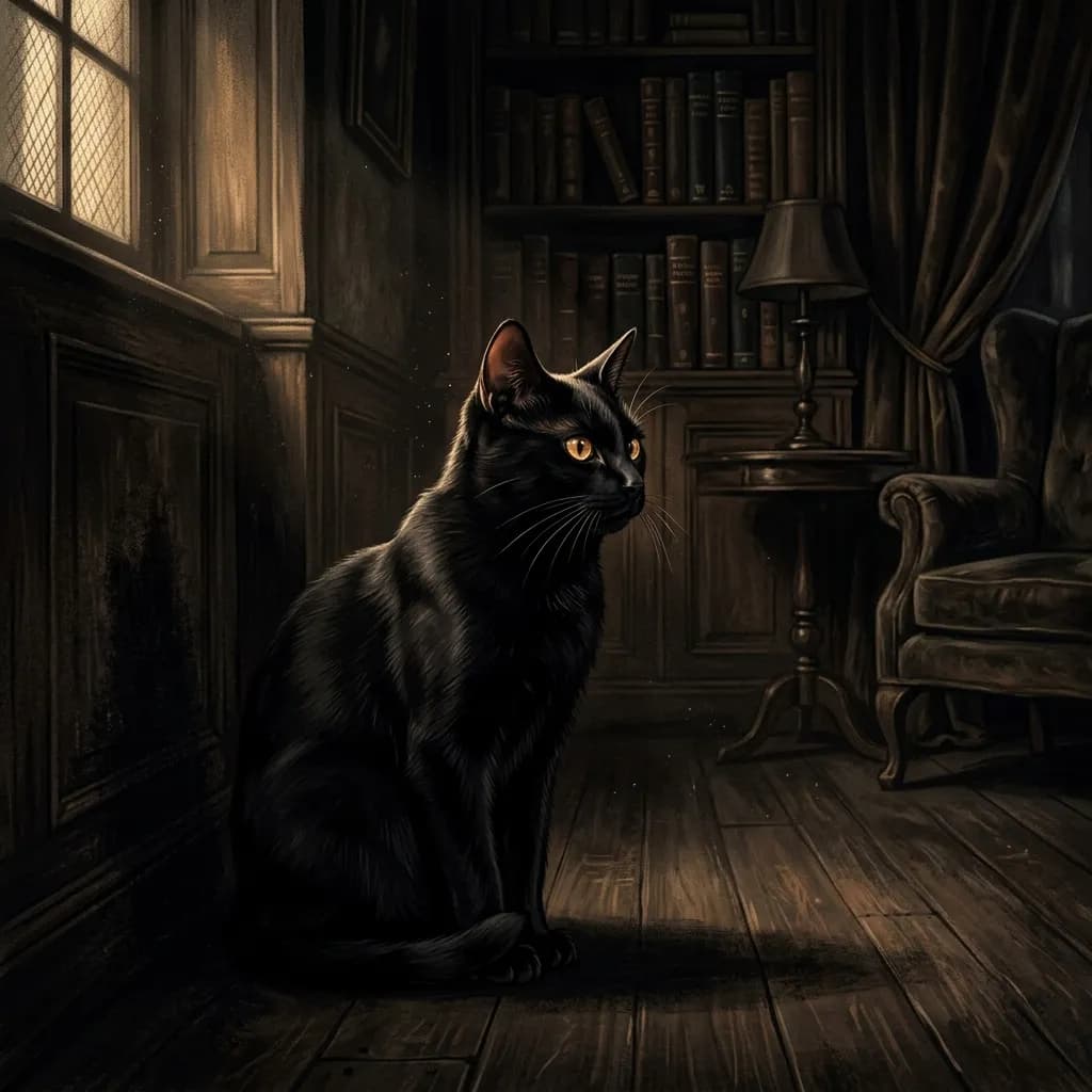 Cat detective looking mysterious in study