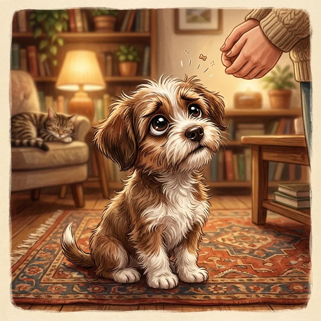 A dog using the classic puppy dog eyes