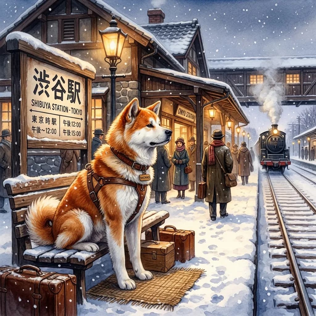 Akita dog statue monument