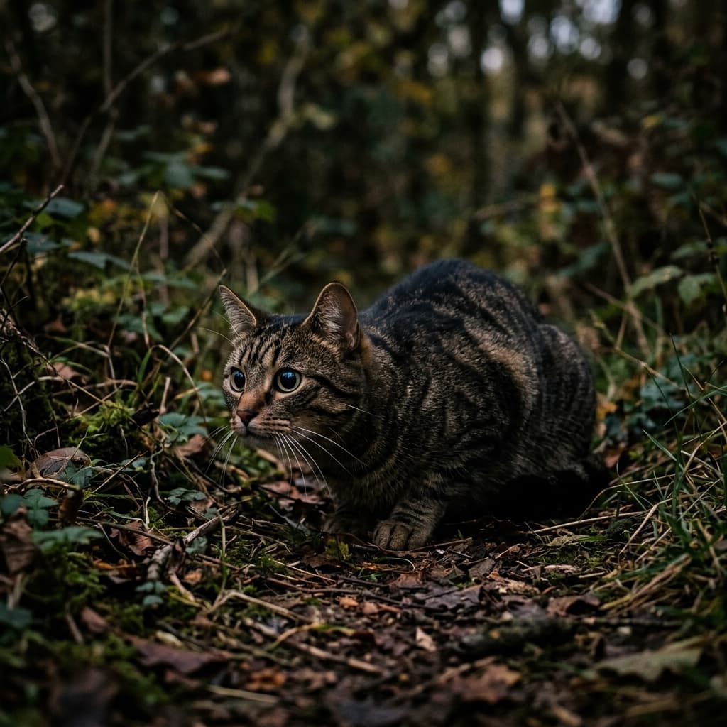 Cat in hunting position