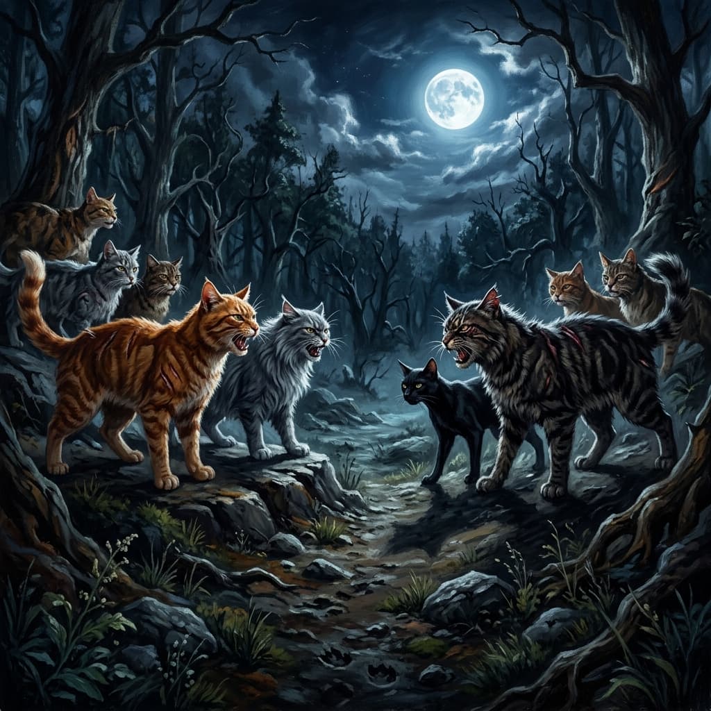 Warrior Cats in forest animation style