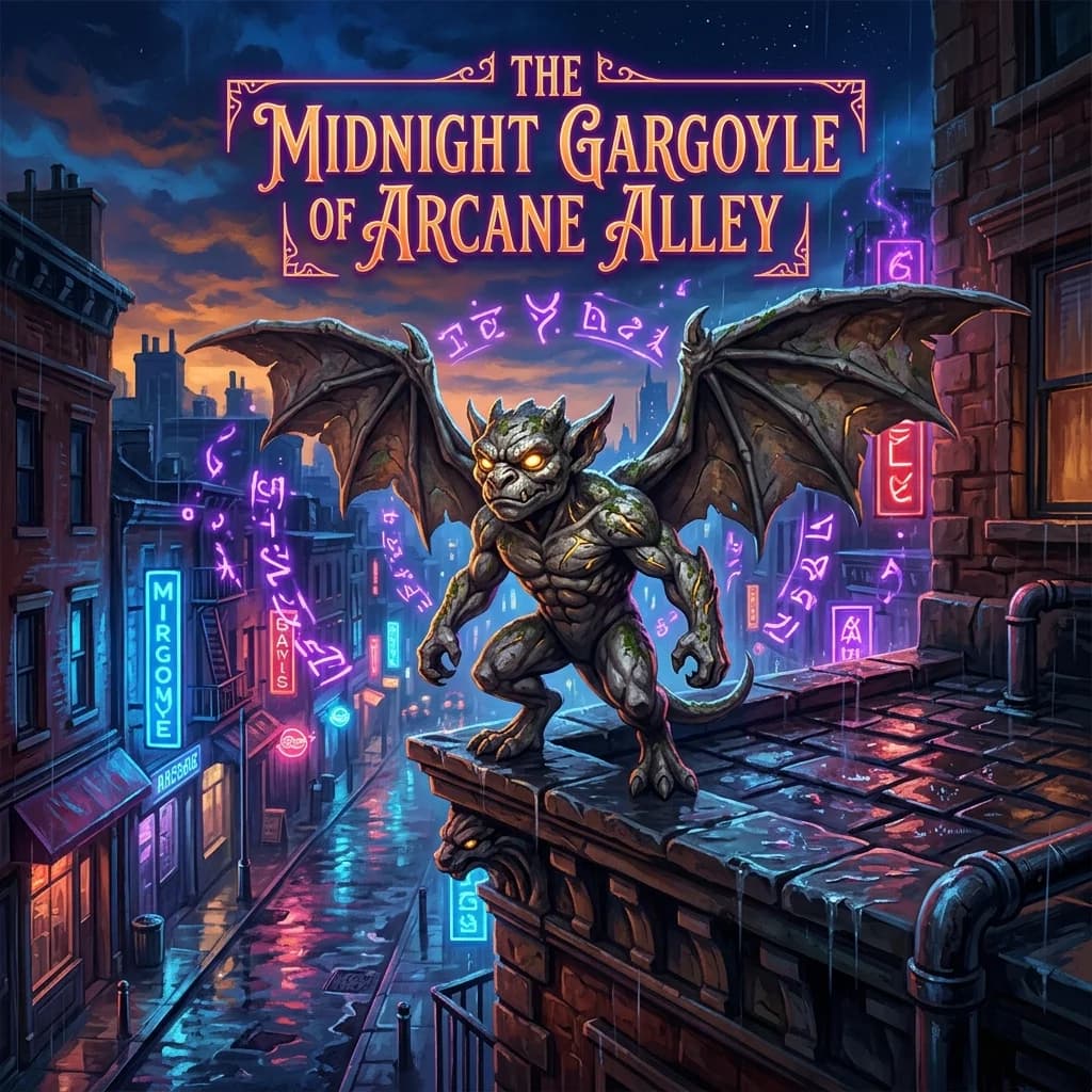The Midnight Gargoyle of Arcane Alley - Original Secret Familiar story cover